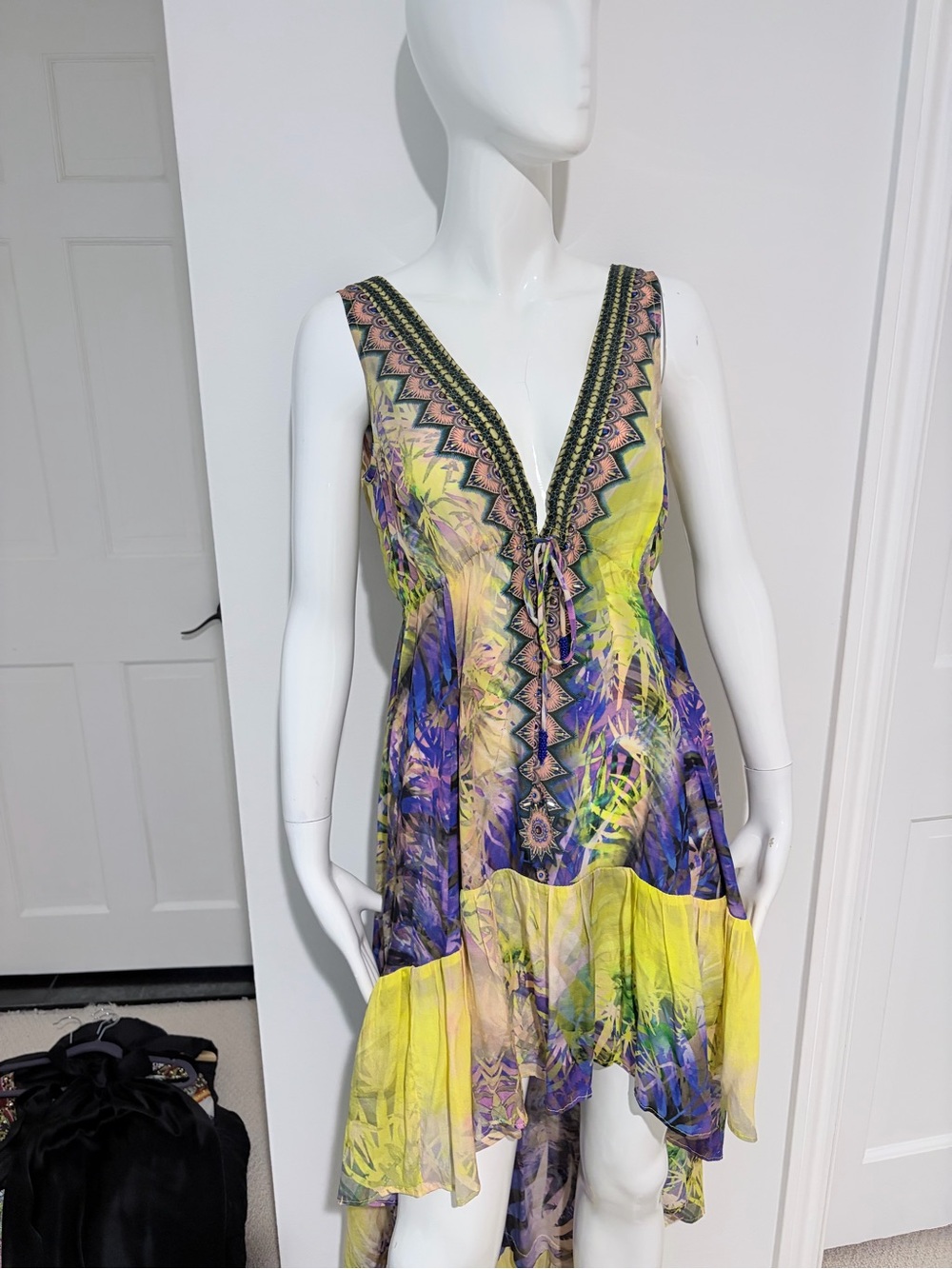 Shahida Parides Embellished High-Low Ruffle Resort Dress